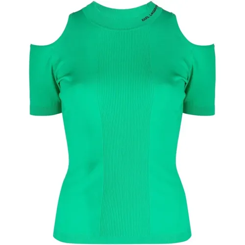 Grünes Logo-Top Ohne Schultern , Damen, Größe: M - Karl Lagerfeld - Modalova