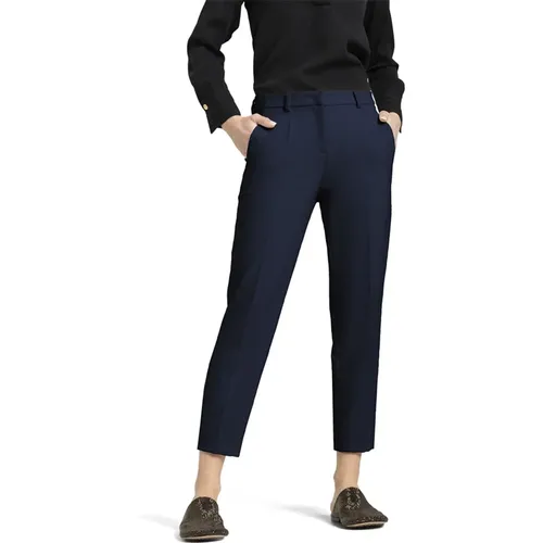 Dunkelblaue Cropped Hose mit Bügelfalten , Damen, Größe: M - CAMBIO - Modalova