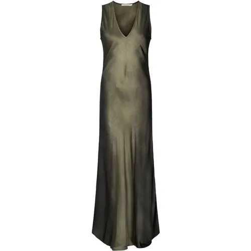 Feminine V-Neck Dress Venus Olive , female, Sizes: L, XS, XL, M - Rabens Saloner - Modalova