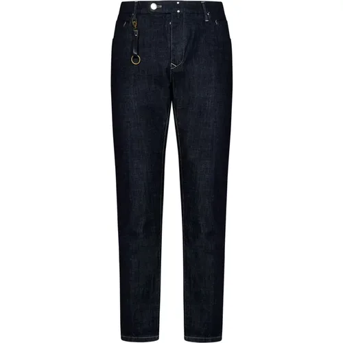 Dunkelblaue Slim Fit Jeans mit Metallakzenten - Incotex - Modalova