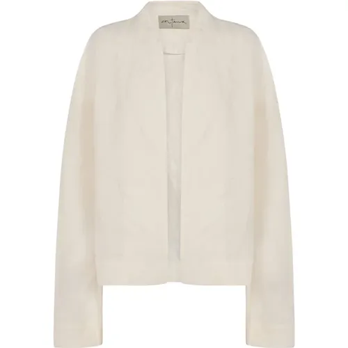 Linen Ivory Jacket , female, Sizes: L, 2XL - Cortana - Modalova