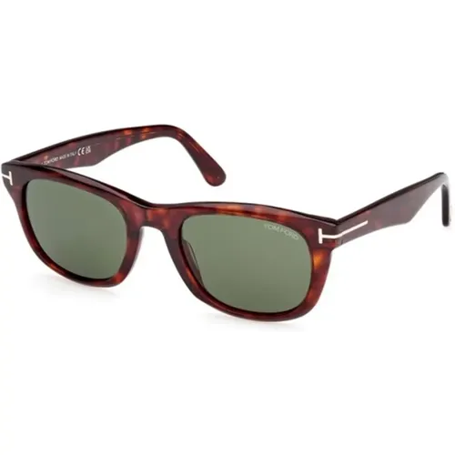 Red Havana Green Lens Sunglasses , unisex, Sizes: 54 MM - Tom Ford - Modalova