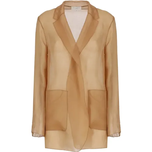 Bronze Silk Blazer Peak Lapel Jacket , female, Sizes: S - Antonelli Firenze - Modalova