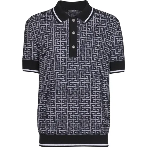 Poloshirt mit PB Labyrinthe-Monogramm - Balmain - Modalova