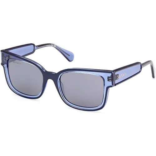 Stilvolle Blaue Spiegel-Sonnenbrille , Damen, Größe: 53 MM - Max & Co - Modalova