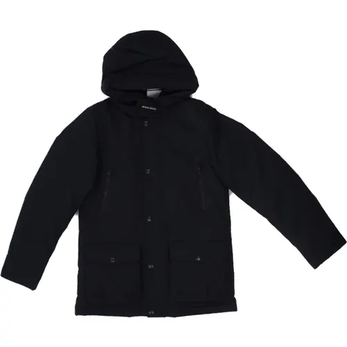 Blauer Kapuzen Junior Mantel - Woolrich - Modalova