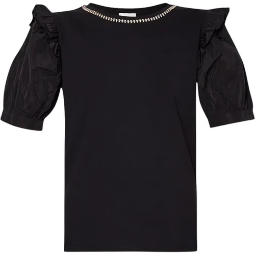 Jersey and Taffeta T-shirt , female, Sizes: M - Liu Jo - Modalova