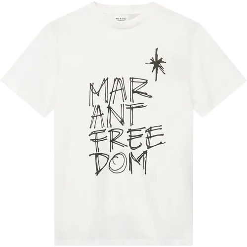 Printed Cotton T-Shirt Round Neck Short Sleeve , female, Sizes: S - Isabel Marant Étoile - Modalova