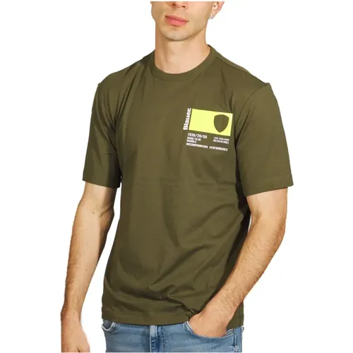 Kurzarm Casual T-Shirt für Männer , Herren, Größe: XL - Blauer - Modalova