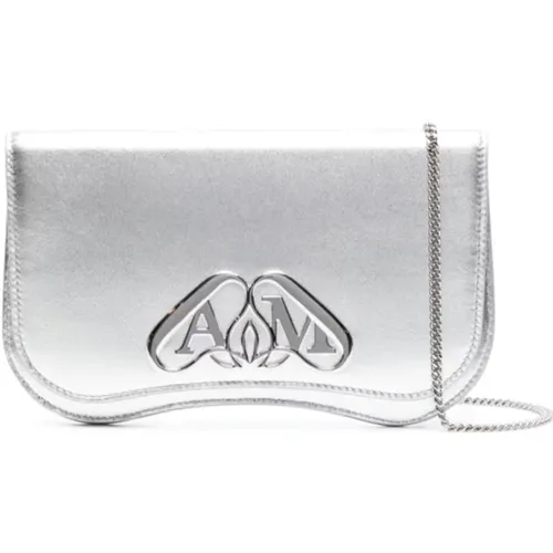 Metallic Effect Signature Seal Logo Bag , female, Sizes: ONE SIZE - alexander mcqueen - Modalova