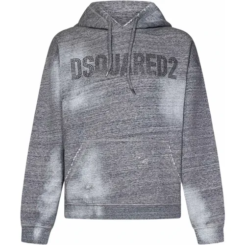 Grey Sweater with Studded Logo , male, Sizes: S, L, M - Dsquared2 - Modalova