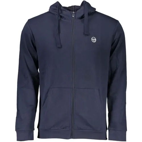 Blauer Baumwoll-Kapuzenpullover mit Reißverschluss , Herren, Größe: L - Sergio Tacchini - Modalova