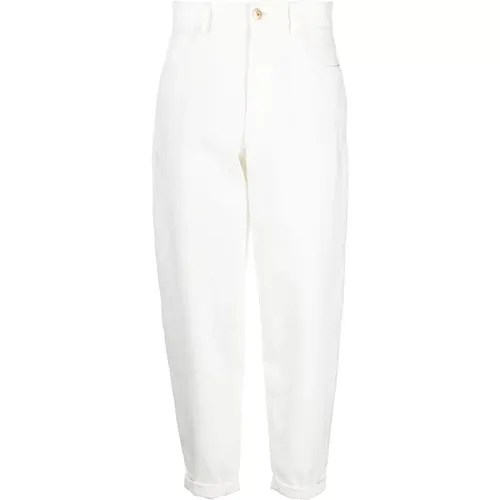 Cream Tapered Tailored Trousers , female, Sizes: 3XL, XL - BRUNELLO CUCINELLI - Modalova