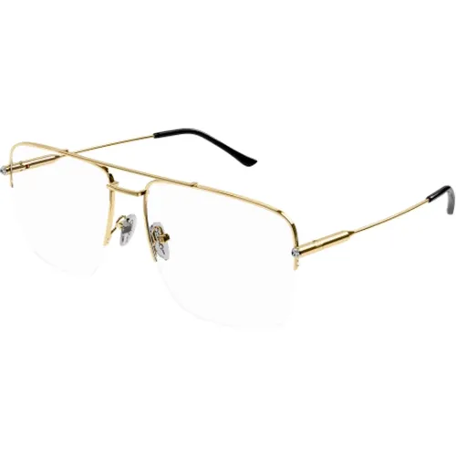 Gold Pilot Optical Double Bridge Glasses , unisex, Sizes: L - Gucci - Modalova