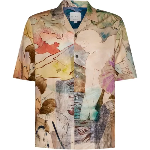 Illustration Print Camp Collar Shirt , male, Sizes: S - PS By Paul Smith - Modalova