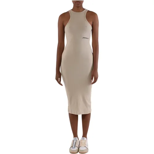 Ribbed Sleeveless Dress with Front Print , female, Sizes: L, M - Hinnominate - Modalova
