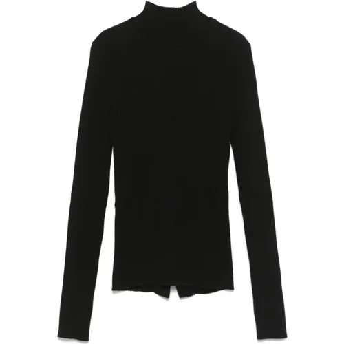 Gerippte Pullover Schwarz mit Rückendetail , Damen, Größe: S - Twinset - Modalova