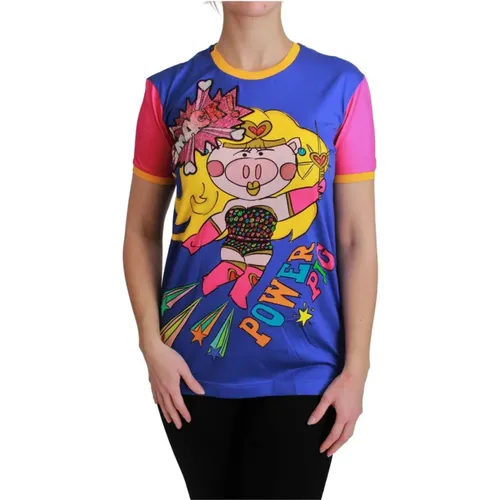 Crewneck T-Shirt Jahr des Schweins , Damen, Größe: L - Dolce & Gabbana - Modalova