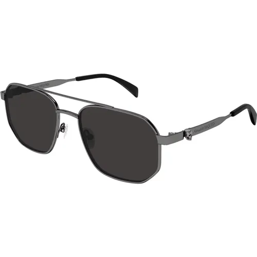 Gunmetal Grey Sunglasses , male, Sizes: 58 MM - alexander mcqueen - Modalova