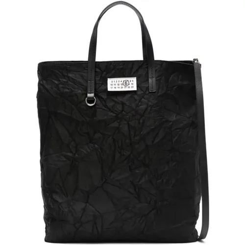 Schwarze Leder-Schultertasche - MM6 Maison Margiela - Modalova