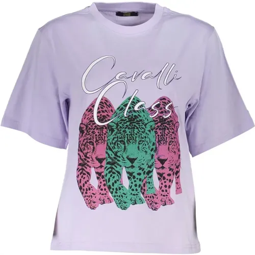Logo Print Slim Fit T-Shirt für Frauen - Cavalli Class - Modalova