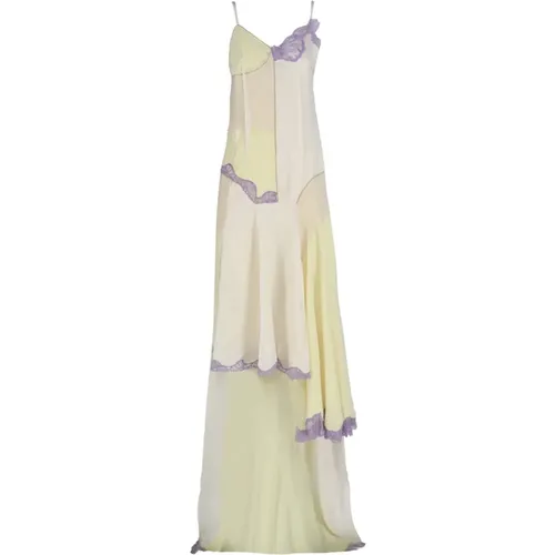 Patchwork Slip Dress with Scalloped Details , female, Sizes: 2XS, XS - Max Mara - Modalova