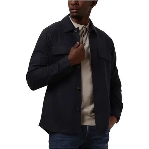 Blau Gestricktes Overshirt für Herren , Herren, Größe: M - Profuomo - Modalova