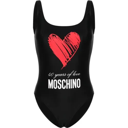 Einteiliger Badeanzug mit Herzdruck , Damen, Größe: L - Moschino - Modalova