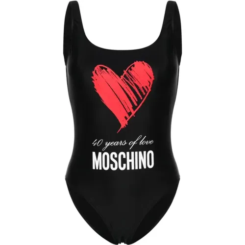Einteiliger Badeanzug mit Herzdruck , Damen, Größe: XL - Moschino - Modalova