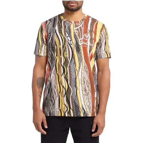 Herren T-Shirt mit auffälligem Muster , Herren, Größe: S - carlo colucci - Modalova