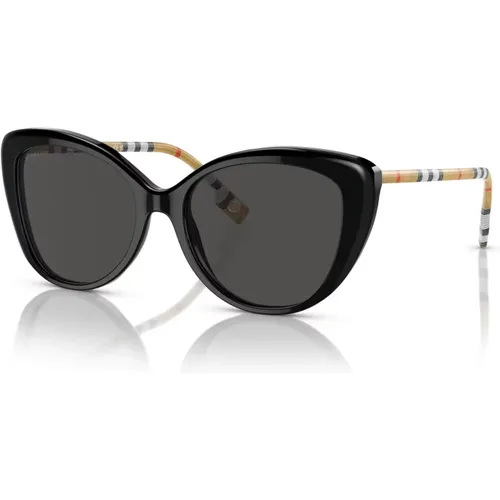 Schwarze/Dunkelgraue Sonnenbrille, Sonnenbrille mit dunkelgrauen Gläsern,Peach/ Shaded Sonnenbrille - Burberry - Modalova