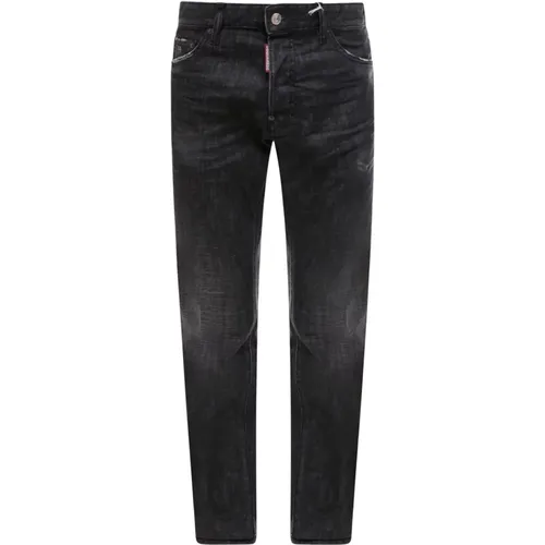 Schwarze Denim Jeans mit Zerstörungseffekt , Herren, Größe: XS - Dsquared2 - Modalova
