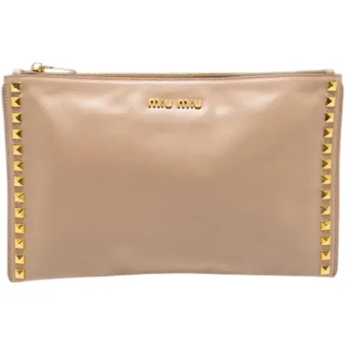 Pre-owned Leather clutches , female, Sizes: ONE SIZE - Miu Miu Pre-owned - Modalova