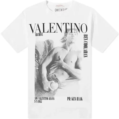 Weißes Baumwoll-T-Shirt mit Logo-Print - Valentino - Modalova