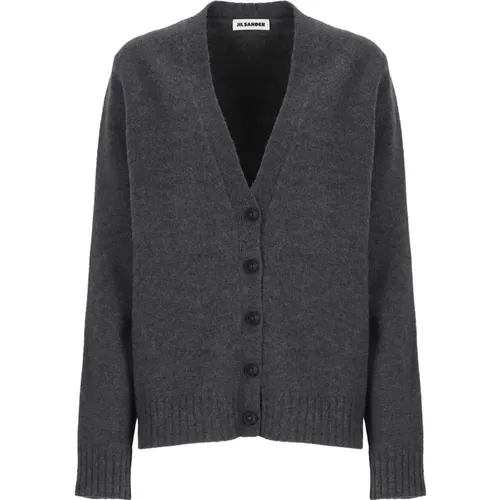 Grauer Wollcardigan mit V-Ausschnitt - Jil Sander - Modalova