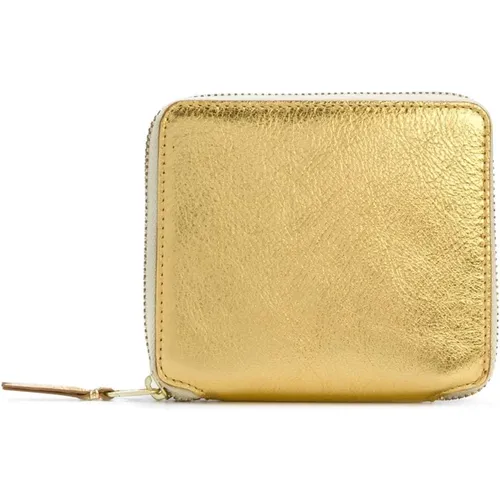 Golden Laminated Leather Zip-Around Wallet , male, Sizes: ONE SIZE - Comme des Garçons - Modalova