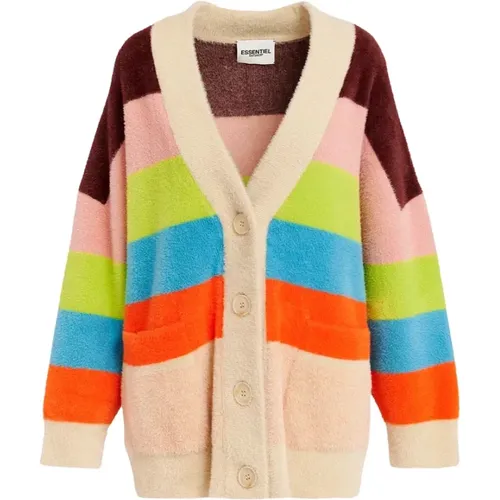 Gestreifter Furry Cardigan - Essentiel Antwerp - Modalova