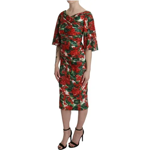 Blumiges Midi-Kleid mit -Muster - Dolce & Gabbana - Modalova