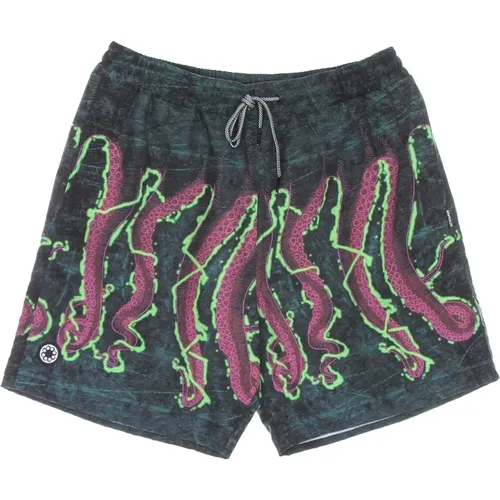 Tentakel-Print Badehose Schwarz , Herren, Größe: L - Octopus - Modalova