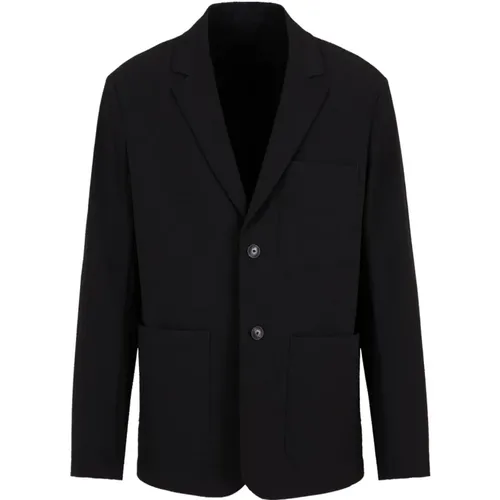 Schwarze Seersucker Jacke , Herren, Größe: 2XL - Emporio Armani - Modalova