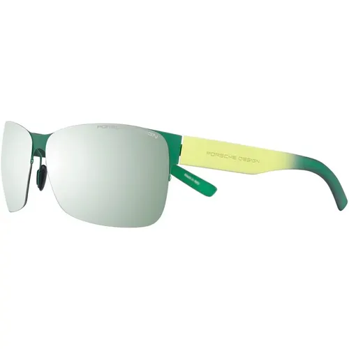 Grüne Unisex-Sonnenbrille Rechteckig Verspiegelt - Porsche Design - Modalova