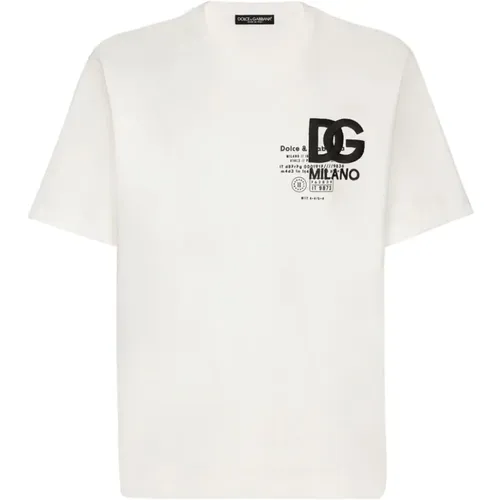 Logo Besticktes T-Shirt , Herren, Größe: L - Dolce & Gabbana - Modalova