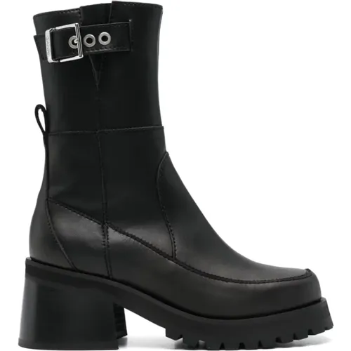 Platform Boot in Leather , female, Sizes: 5 UK, 4 UK, 6 UK, 3 UK, 7 UK - Ganni - Modalova