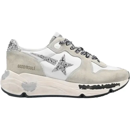 White Grey Silver Glitter Star Sneakers , female, Sizes: 6 UK - Golden Goose - Modalova