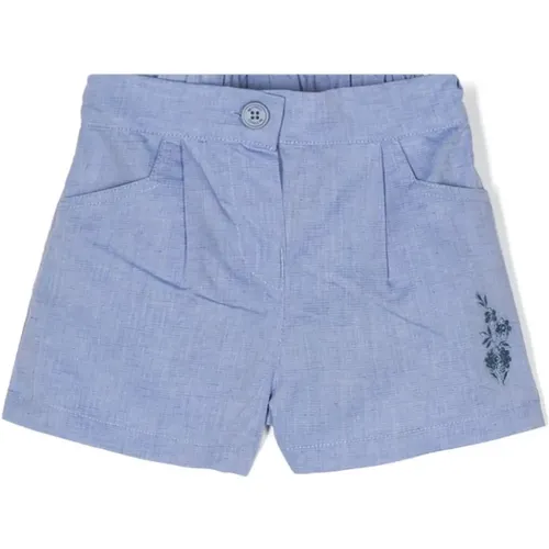 Blaue Leinen Kinder-Shorts mit Blumenstickerei - ETRO - Modalova