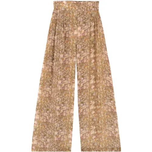 Carla, silk flora print pants , female, Sizes: L, 2XL, XL - Cortana - Modalova