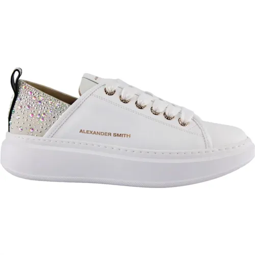 Weiße Swarovski Kristall Sneakers , Damen, Größe: 37 EU - Alexander Smith - Modalova
