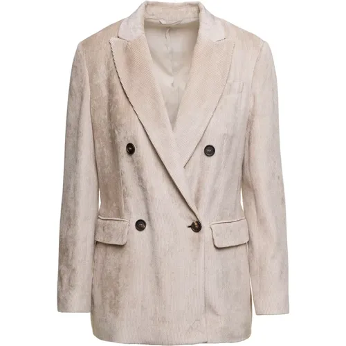 Double-Breasted Velvet Jacket , female, Sizes: XS - BRUNELLO CUCINELLI - Modalova