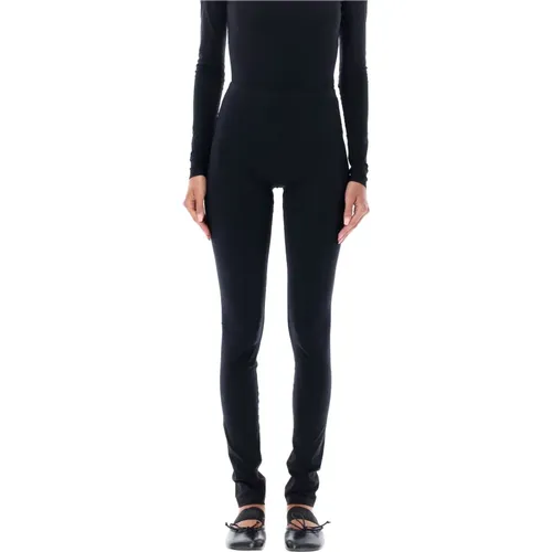 Schwarze High-Waisted Stretch Leggings , Damen, Größe: S - MM6 Maison Margiela - Modalova