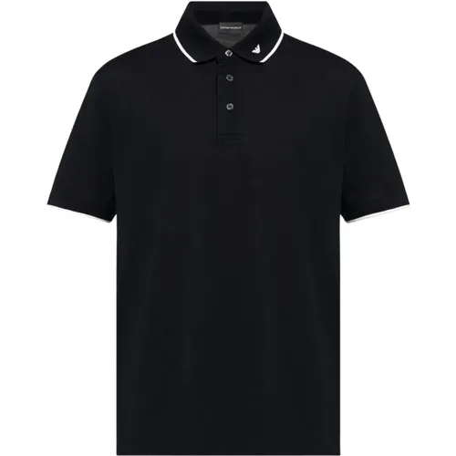 Blaues Polo Shirt Mit Logo-Stickerei - Emporio Armani - Modalova